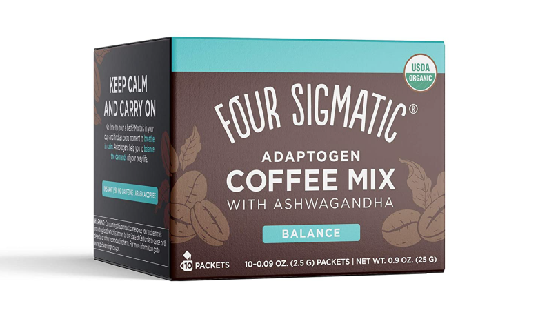 Adaptogen Coffee by Four Sigmatic, Organic Medium Roast Instant Coffee with Ashwagandha, Chaga & Tulsi, Immune Support & Stress Relief, Keto