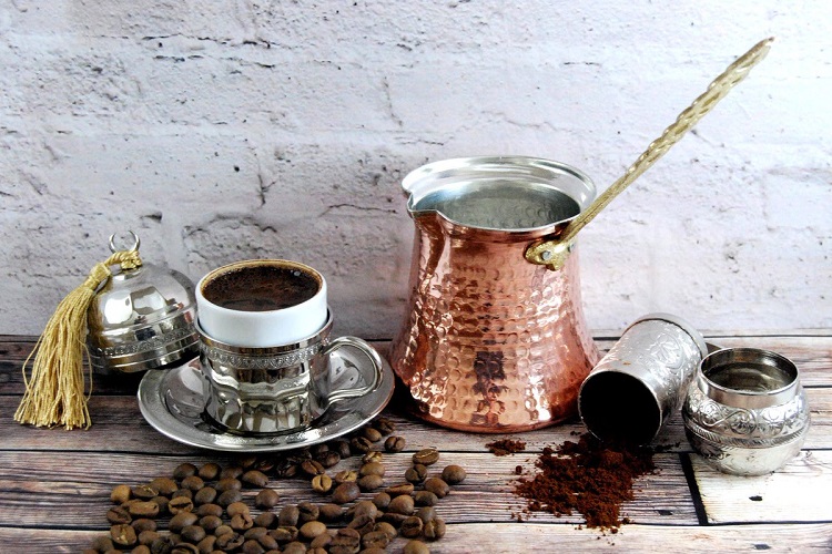 Turkish Cezve and Coffee